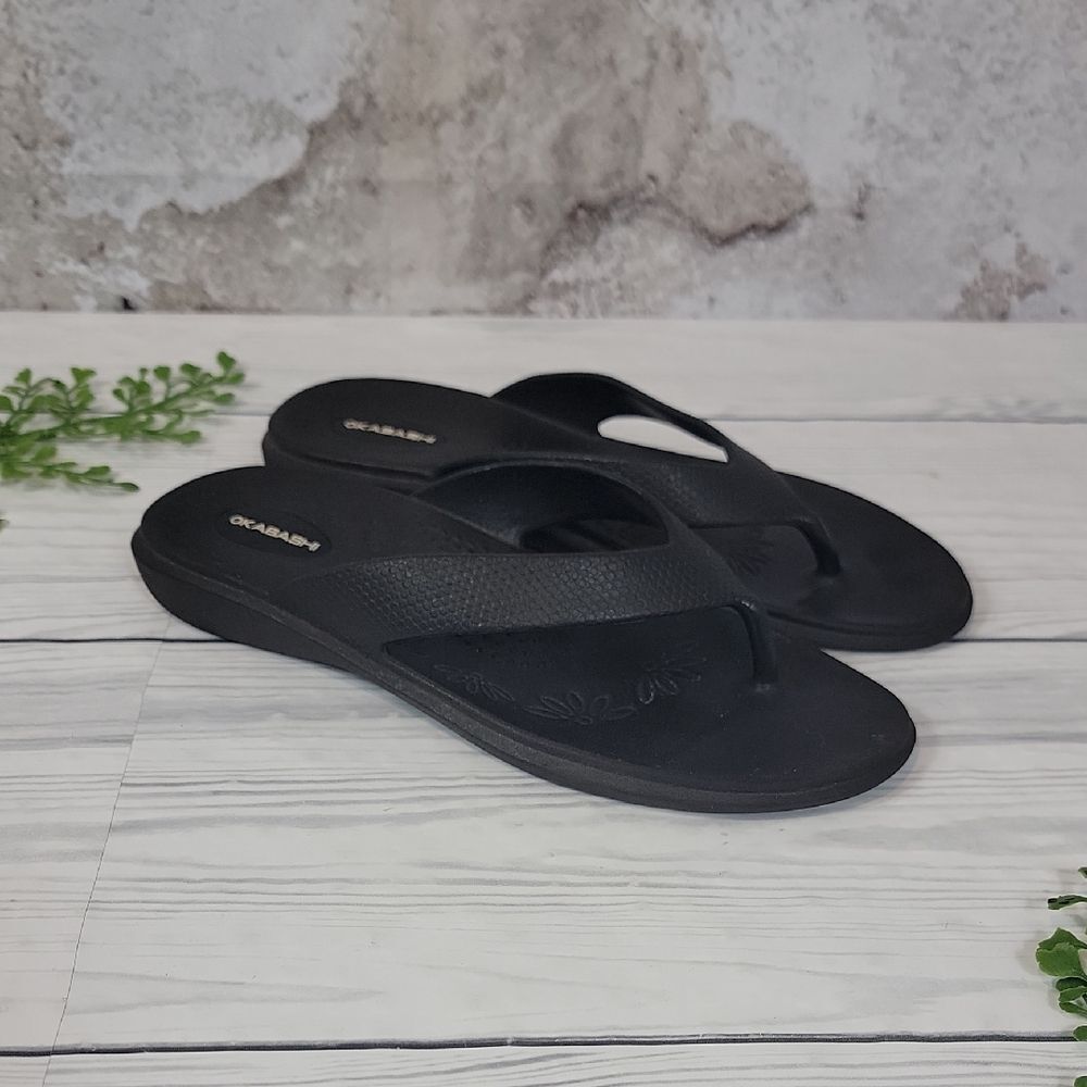 Okabashi Maui Black Flip Flop Sandals Womens Size M/L